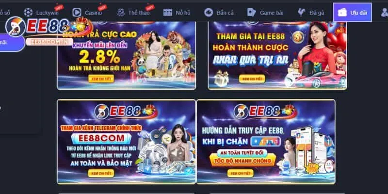Một số ưu đãi hấp dẫn do EE88 triển khai